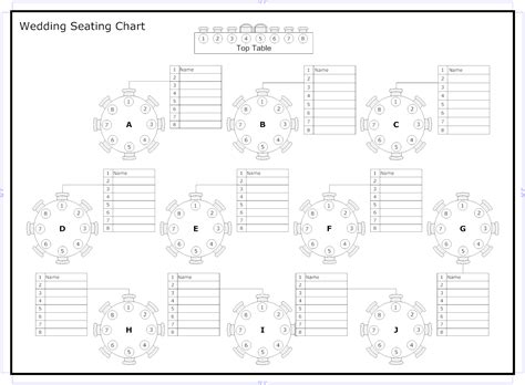 Wedding Reception Seating Chart Template