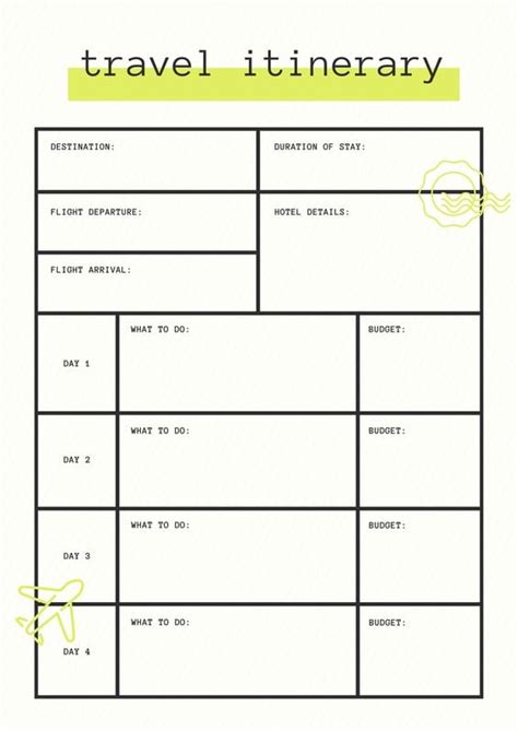 Week Itinerary Template