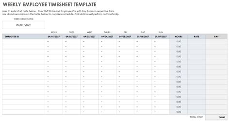 Weekly Employee Timesheet Template