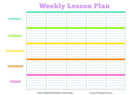 Weekly Lesson Plan Template Free
