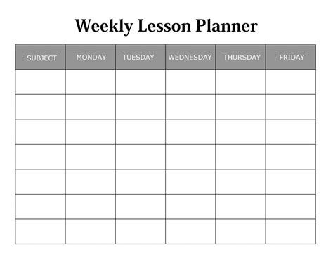 Weekly Lesson Planner Template
