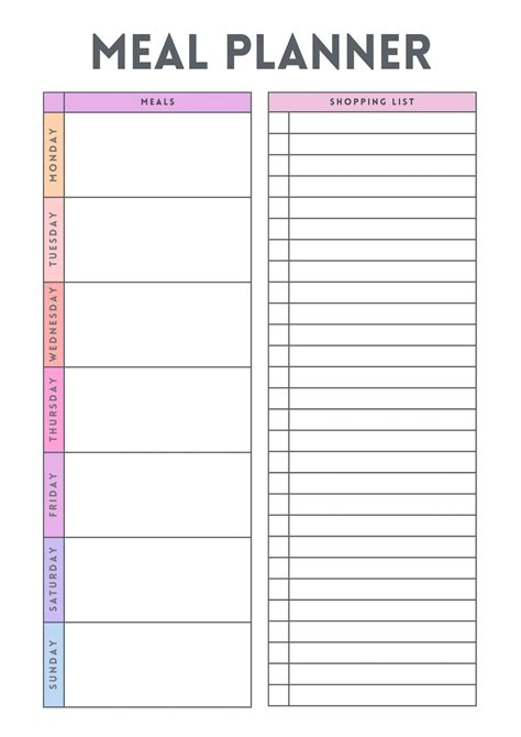Weekly Meal Planning Template Free