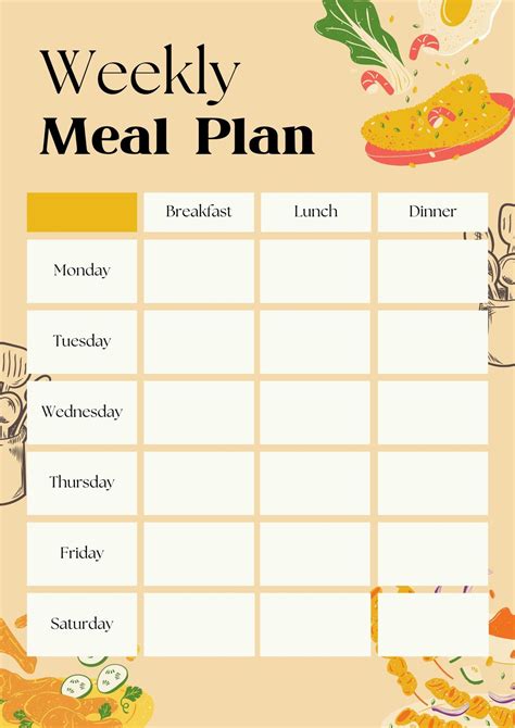 Weekly Meal Schedule Template