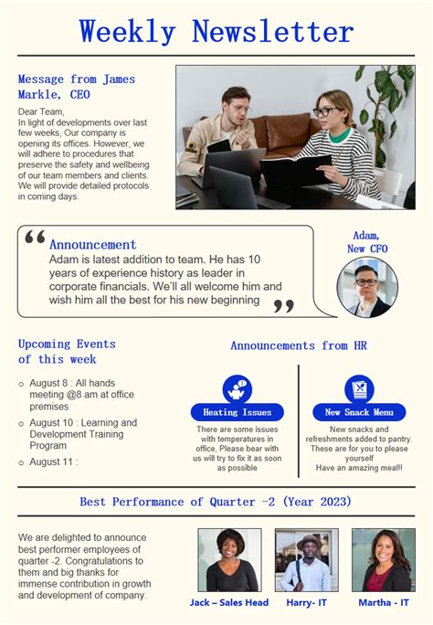 Weekly Newsletter Templates