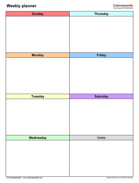 Weekly Planner Template Word
