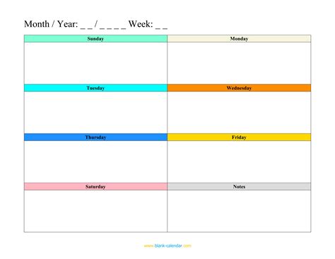 Weekly Schedule Template Printable