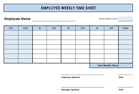 Weekly Timesheet Printable