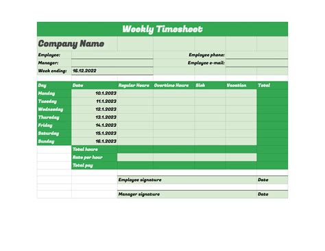 Weekly Timesheet Template Google Sheets