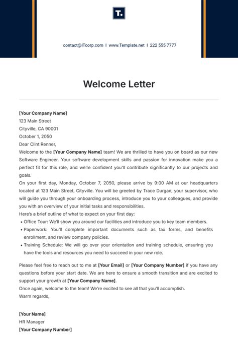 Welcome Letter Templates
