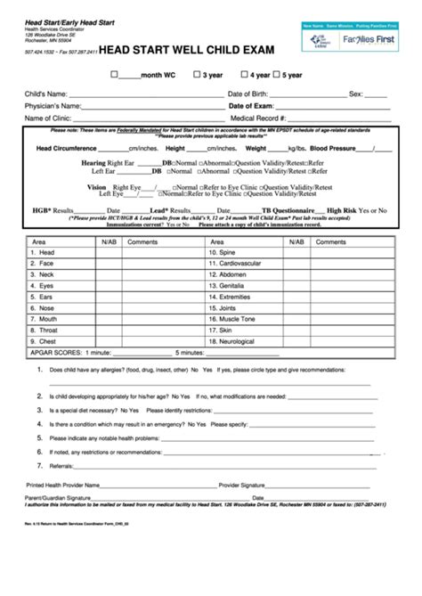 Well Child Exam Template