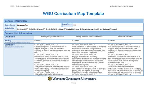 Wgu Curriculum Map Template.