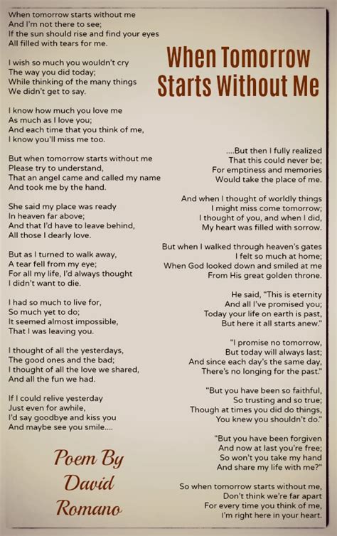 When Tomorrow Starts Without Me Full Poem Printable