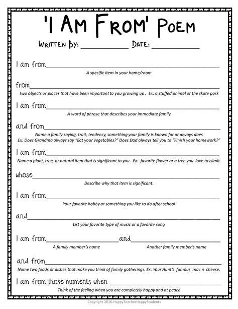 Where I M From Poem Template