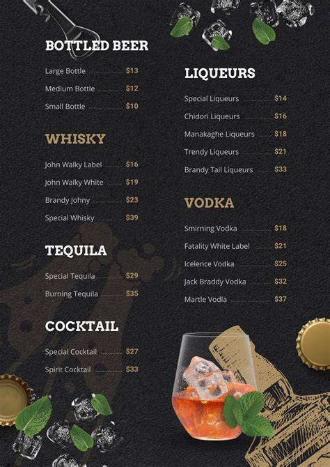 Whiskey Menu Template