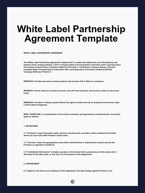 White Label Agreement Template