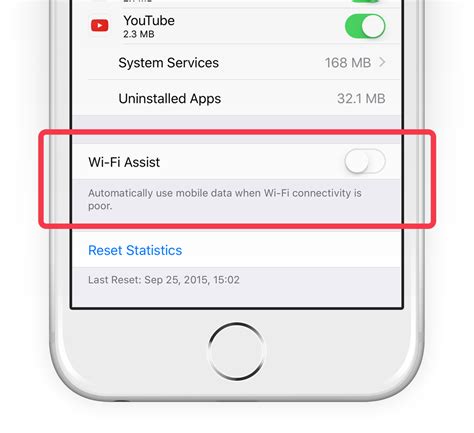 WiFi Assist iOS Settings