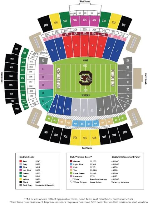 Williams Brice Seating Chart Seat Numbers