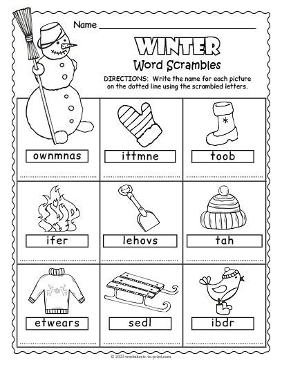 Winter Free Printable Worksheets