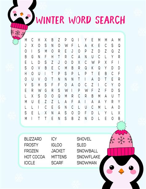 Winter Word Search Printables