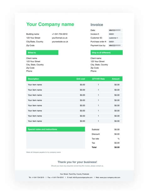 Wise Invoice Template