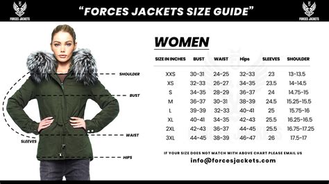 Women Jacket Size Chart