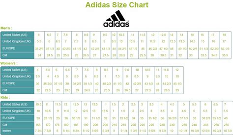 Womens Adidas Size Chart