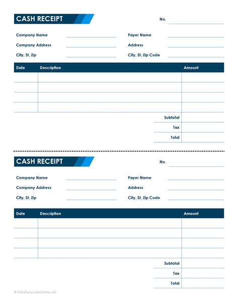 Word Cash Receipt Template