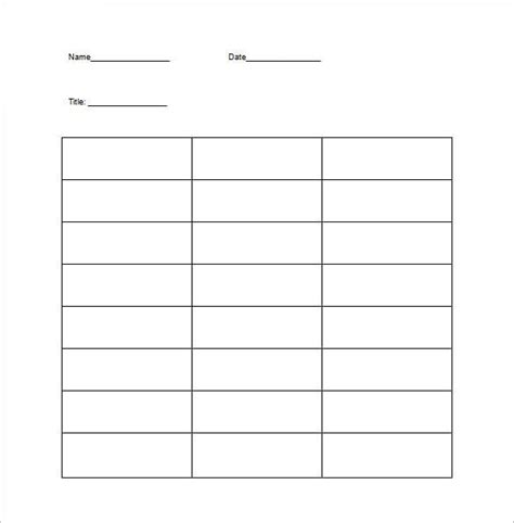 Word Chart Template
