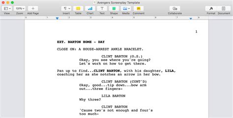 Word Screenplay Template