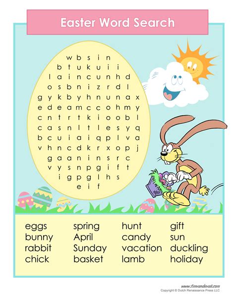 Word Search For Easter Printable