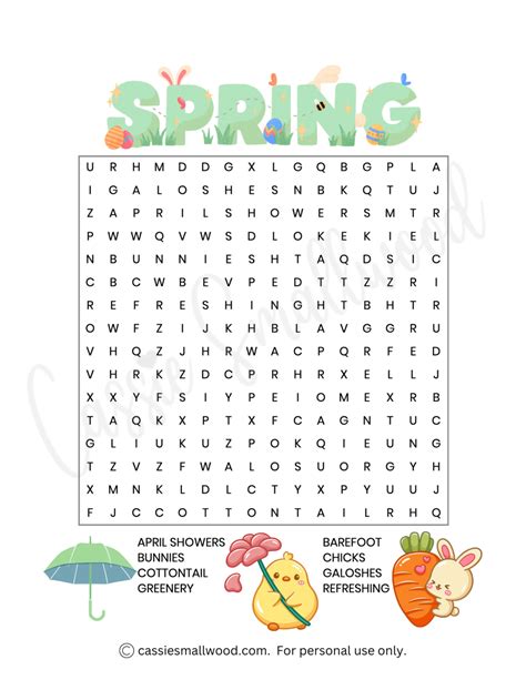 Word Search Spring Printable