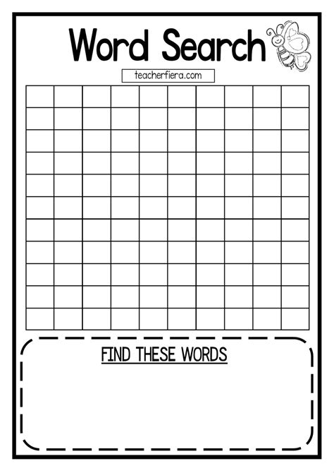 Word Search Template Printable