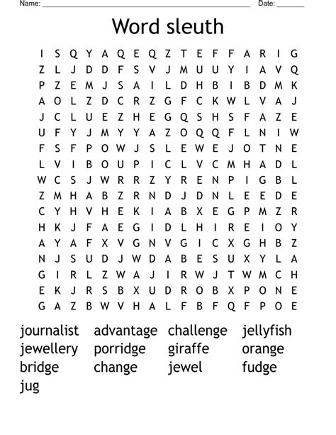 Word Sleuth Printable