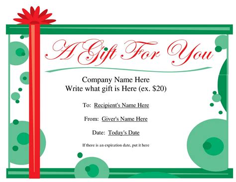 Word Template Gift Certificate