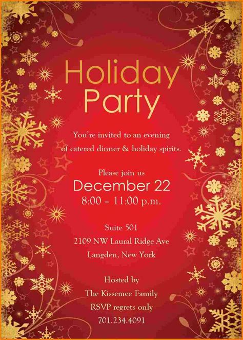 Word Template Holiday Party Invitation