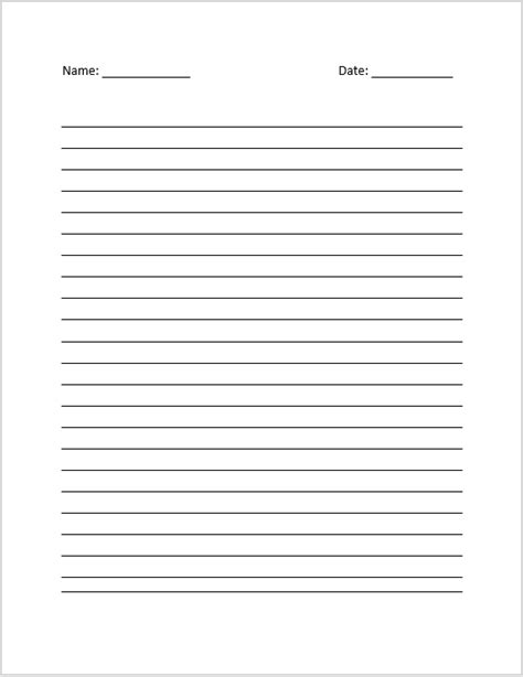 Word Template Lined Paper