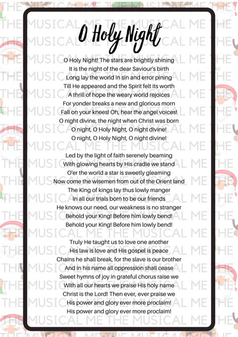 Words To Christmas Carols Printable