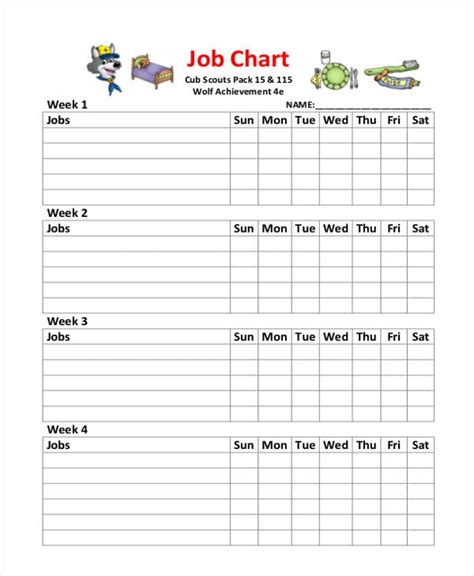 Work Chart Template