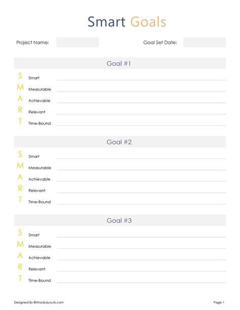 Work Goals Template