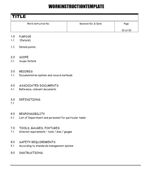 Work Instruction Template Word