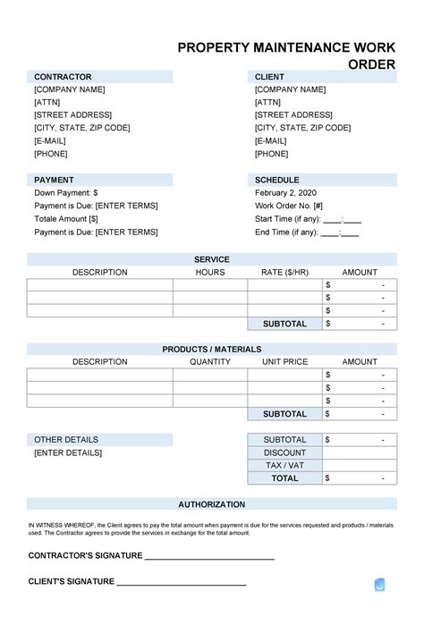 Work Order Template