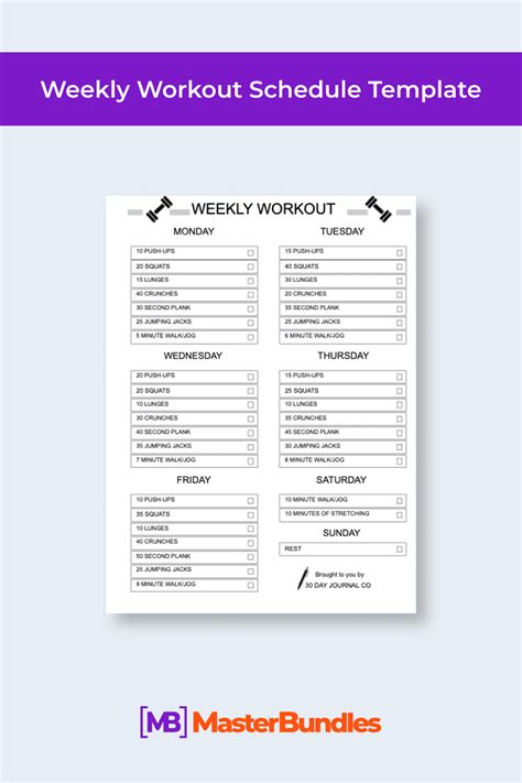 Workout Weekly Schedule Template