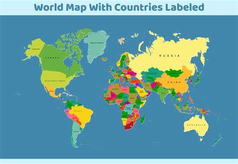 World Map With Countries Labeled Printable