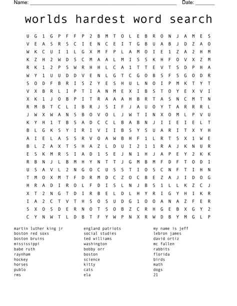 Worlds Hardest Word Search Printable