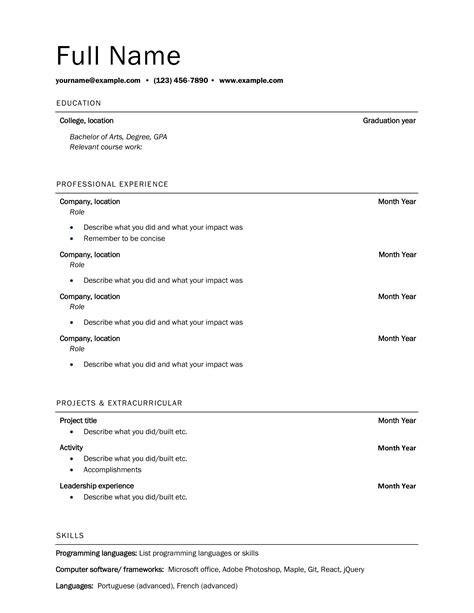 Write A Resume Template