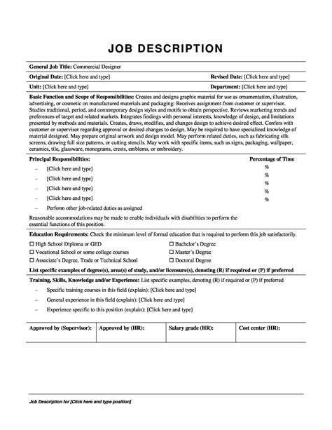 Writing A Job Description Template