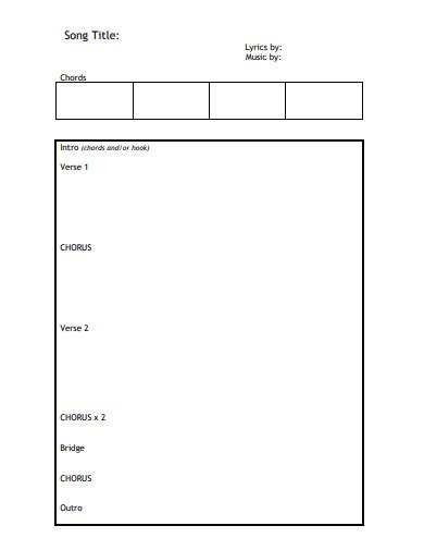 Writing A Song Template