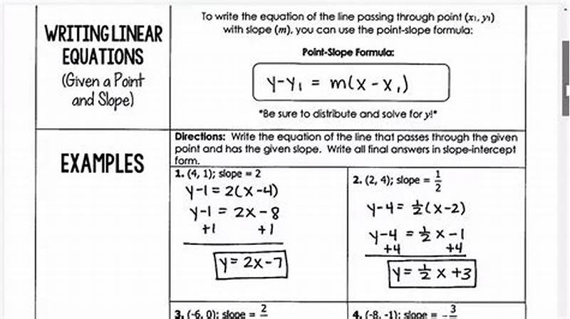 Writing Equations Using Point Slope Form
