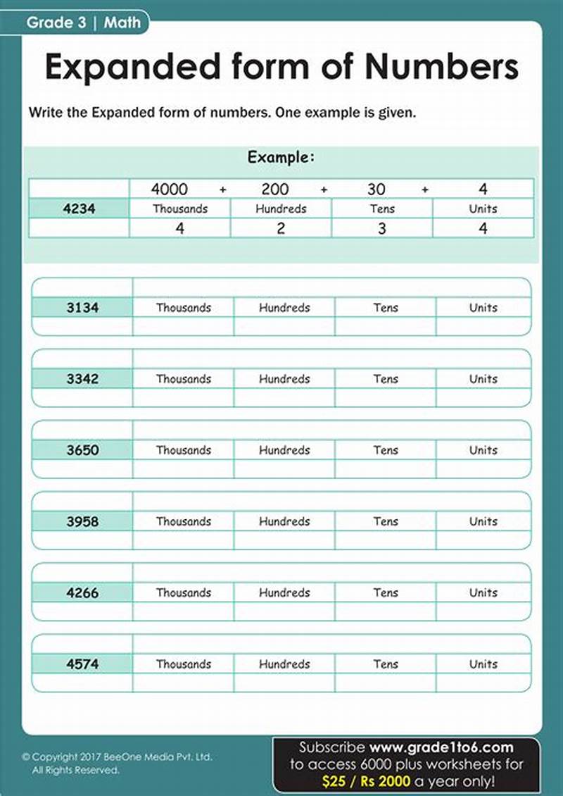 Writing Numbers In Expanded Form Worksheet