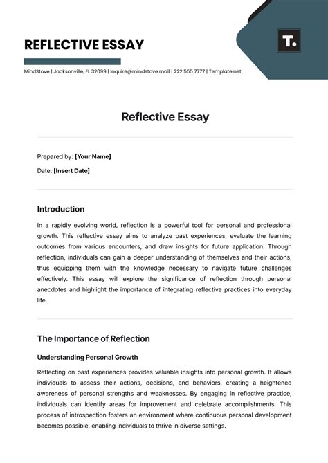 Writing Reflective Essay Template